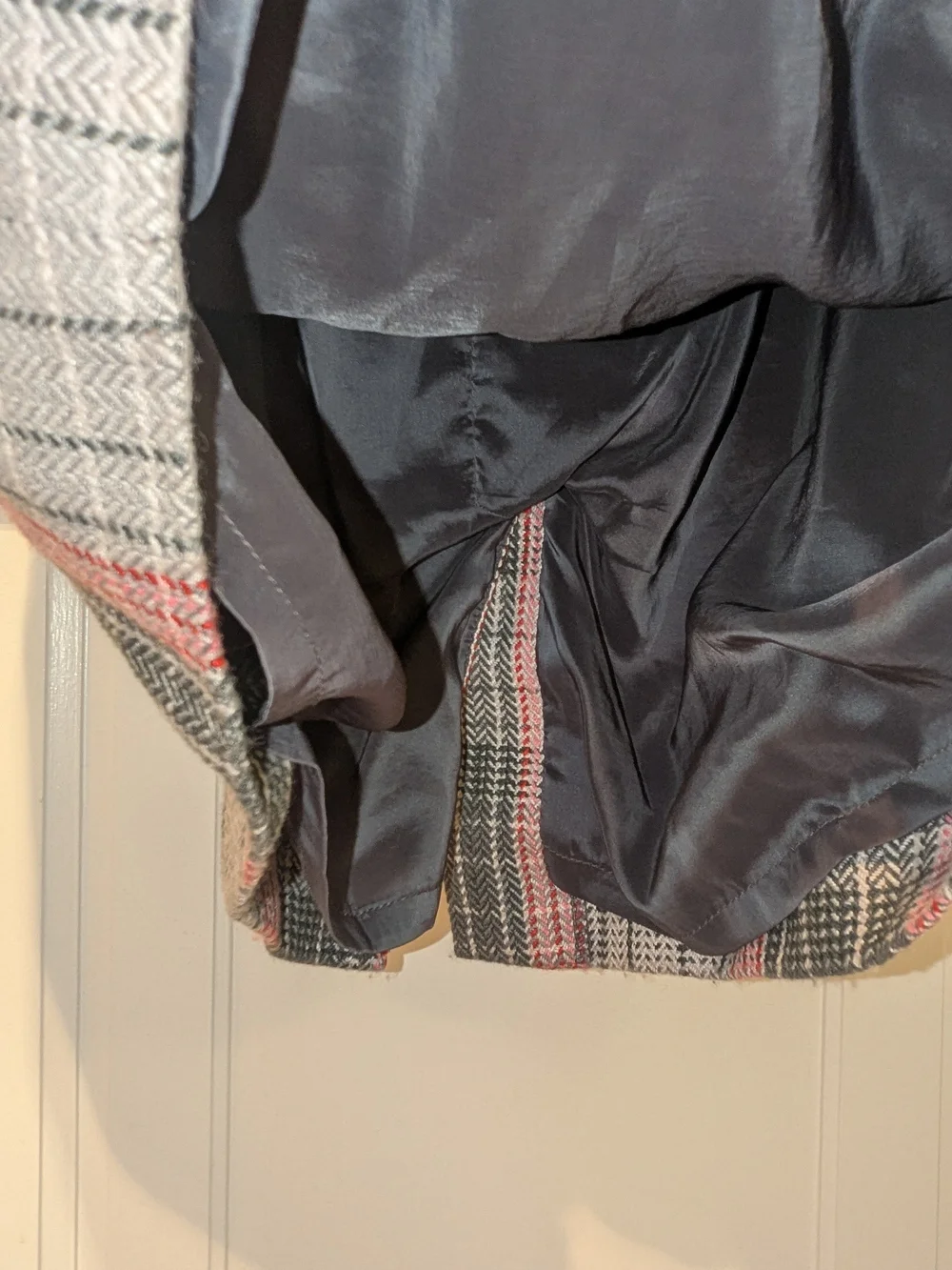 Talbots Pink, Gray, Red & White Plaid Pencil Skirt